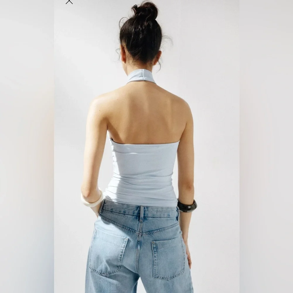Zara POLYAMIDE HALTER TOP - Picture 3 of 5